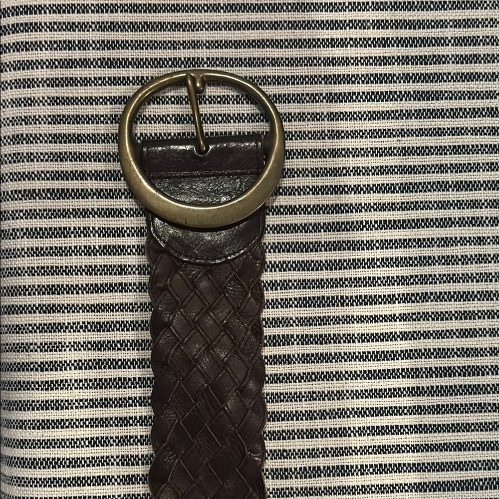 Banana Republic Woven Leather Belt with Brass Buckle